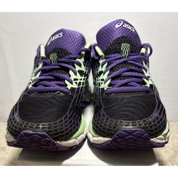 Asics Gel Nimbus 18 Running Shoes Womens Black Purple Green T557N Size 6.5 - Picture 6 of 14